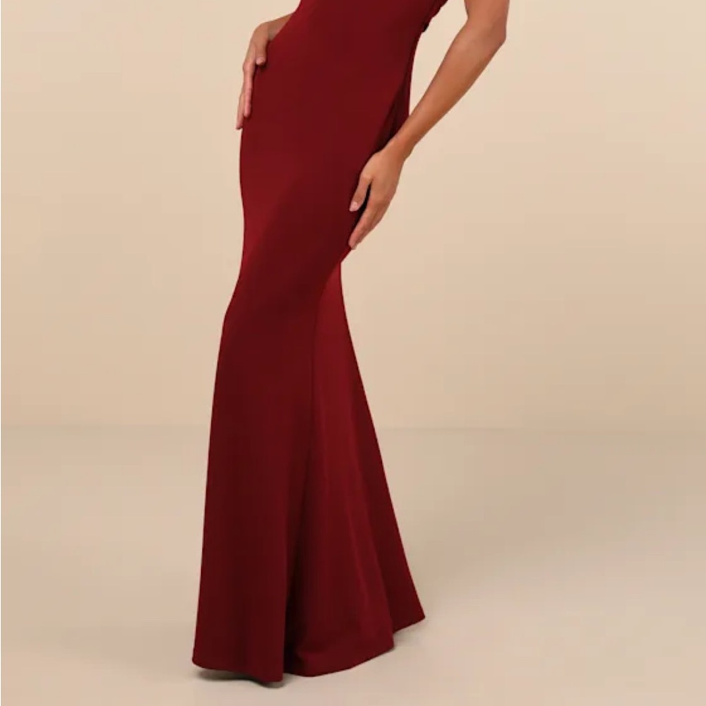 Lulu's Love In Your Eyes Wine Red Knotted Mermaid Maxi Dress Burgundy - Picture 3 of 4